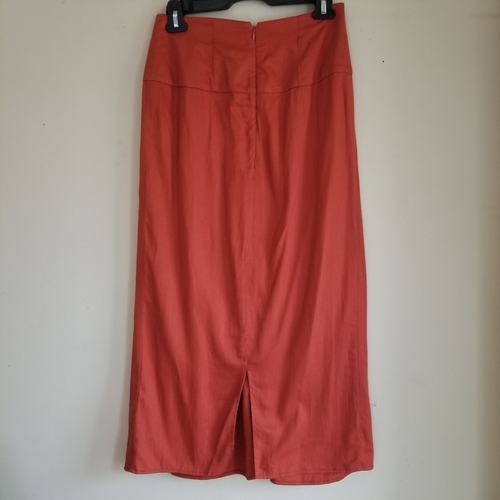 Anthropologie ATSU High Waist Pleated Shirt Rust Button Zip Back Size XS - Picture 4 of 14